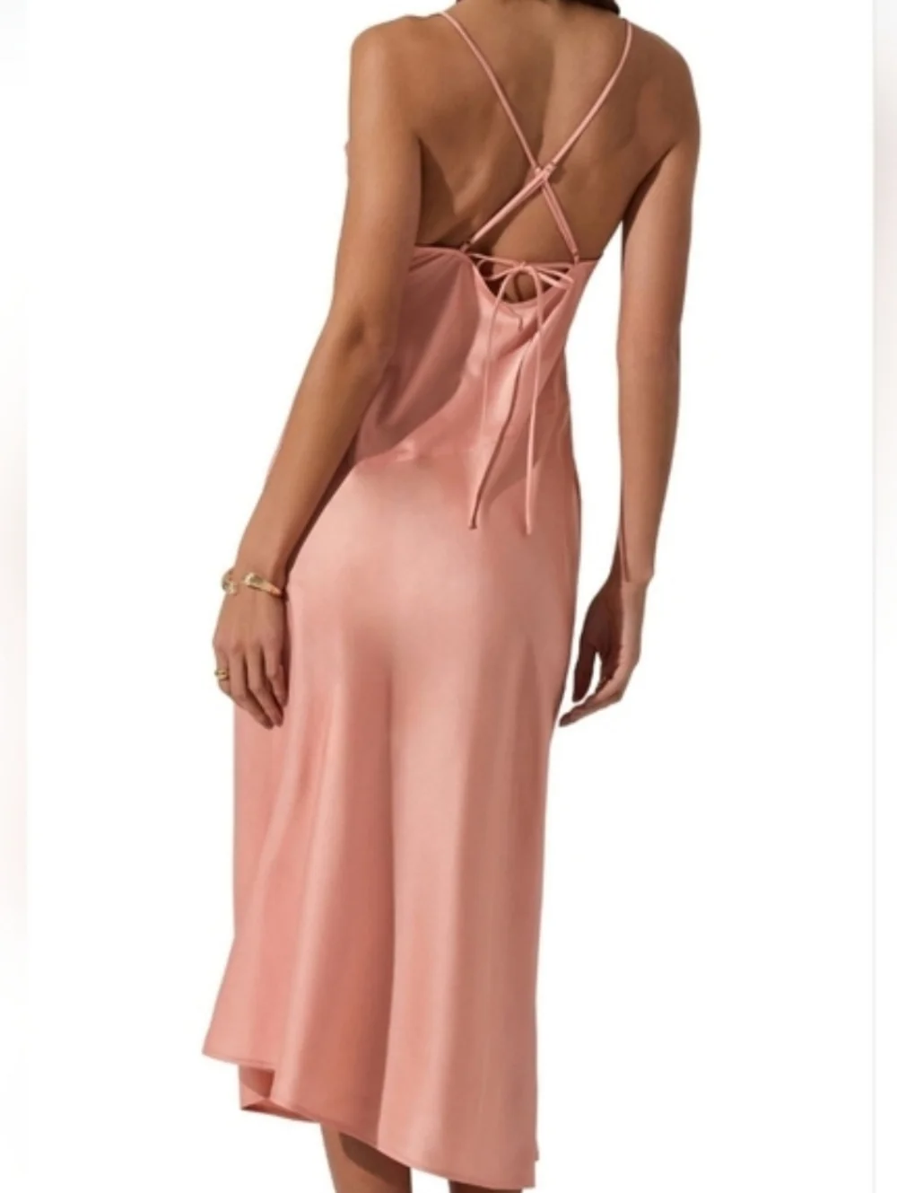 ASTR The Label Cowl Neck Slip Dress ~ Coral Sz Med NWT